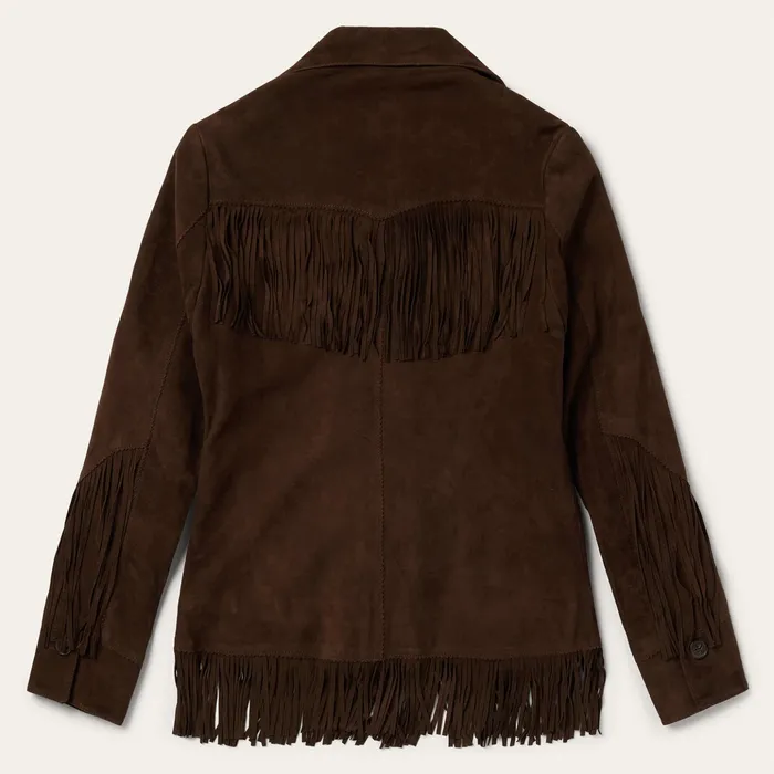 Jackets Women Stetson Fringe Suede Jacket Chocolate