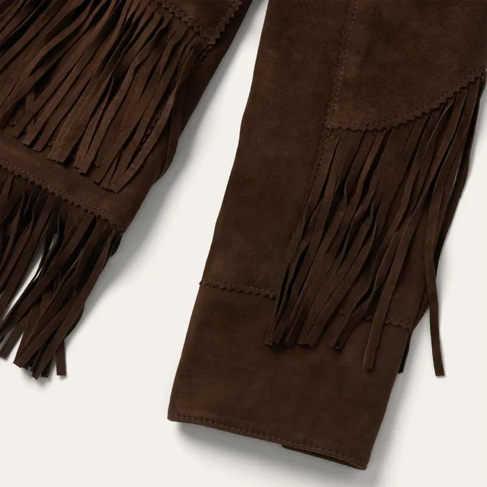Jackets Women Stetson Fringe Suede Jacket Chocolate
