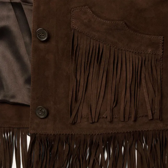 Jackets Women Stetson Fringe Suede Jacket Chocolate