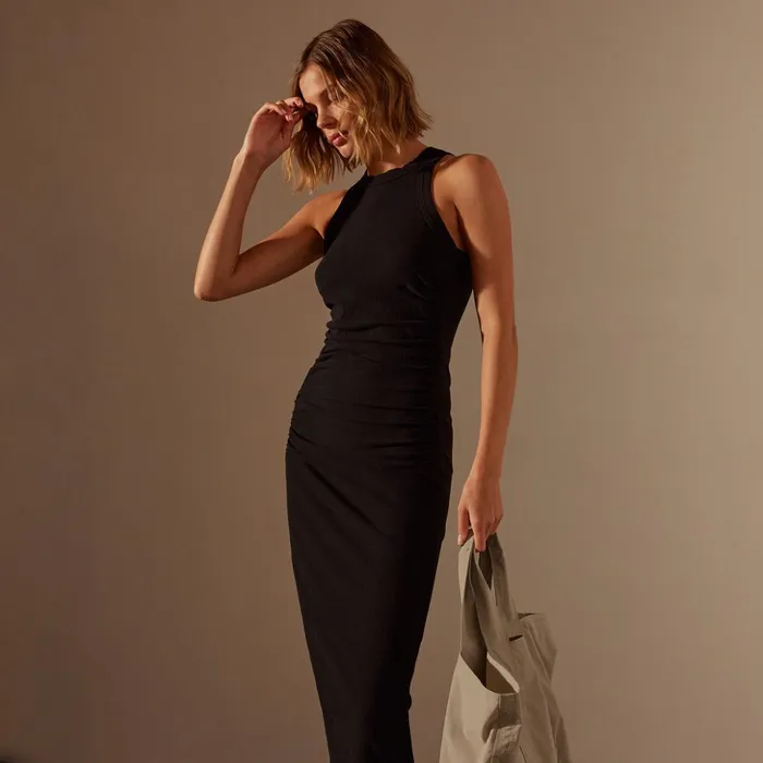 James Perse DressesJumpsuits Ruched Cut Away Tank Dress Black 8211 Women