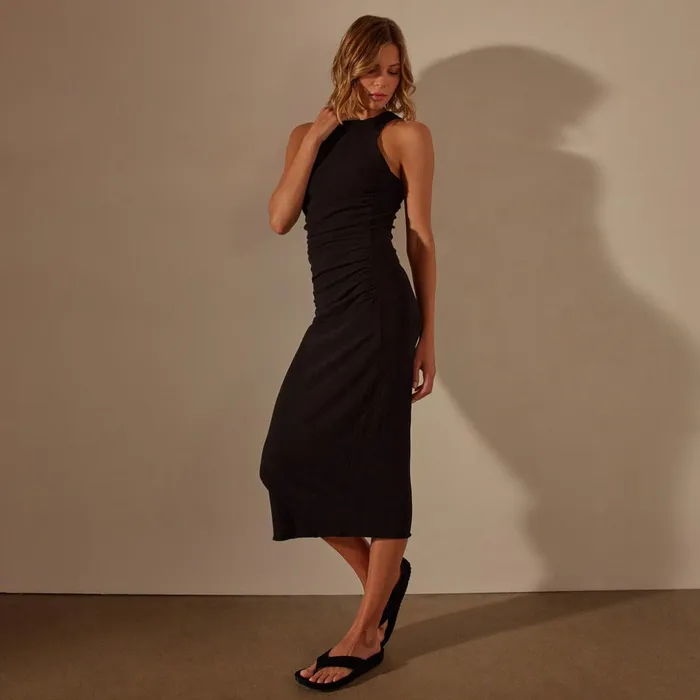 James Perse DressesJumpsuits Ruched Cut Away Tank Dress Black 8211 Women
