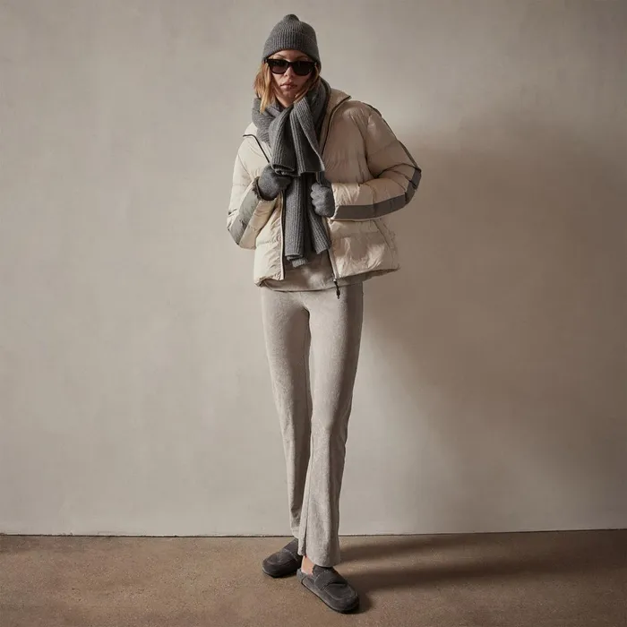 James Perse JacketsOuterwear Side Stripe Puffer Jacket Cloudsilver 8211 Women