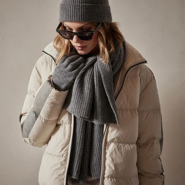 James Perse JacketsOuterwear Side Stripe Puffer Jacket Cloudsilver 8211 Women