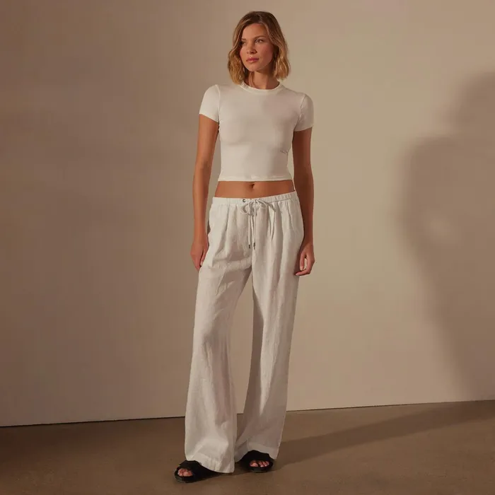 James Perse PantsDenim Wide Leg Relaxed Linen Pant White 8211 Women