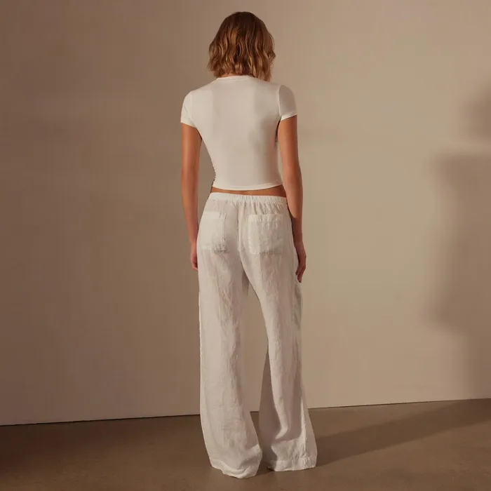 James Perse PantsDenim Wide Leg Relaxed Linen Pant White 8211 Women