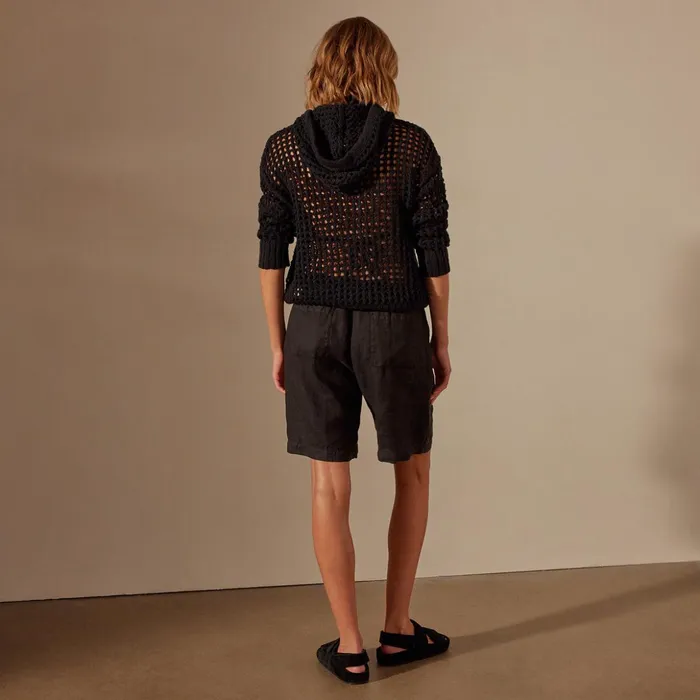 James Perse Shorts Pleated Linen Bermuda Short Black 8211 Women