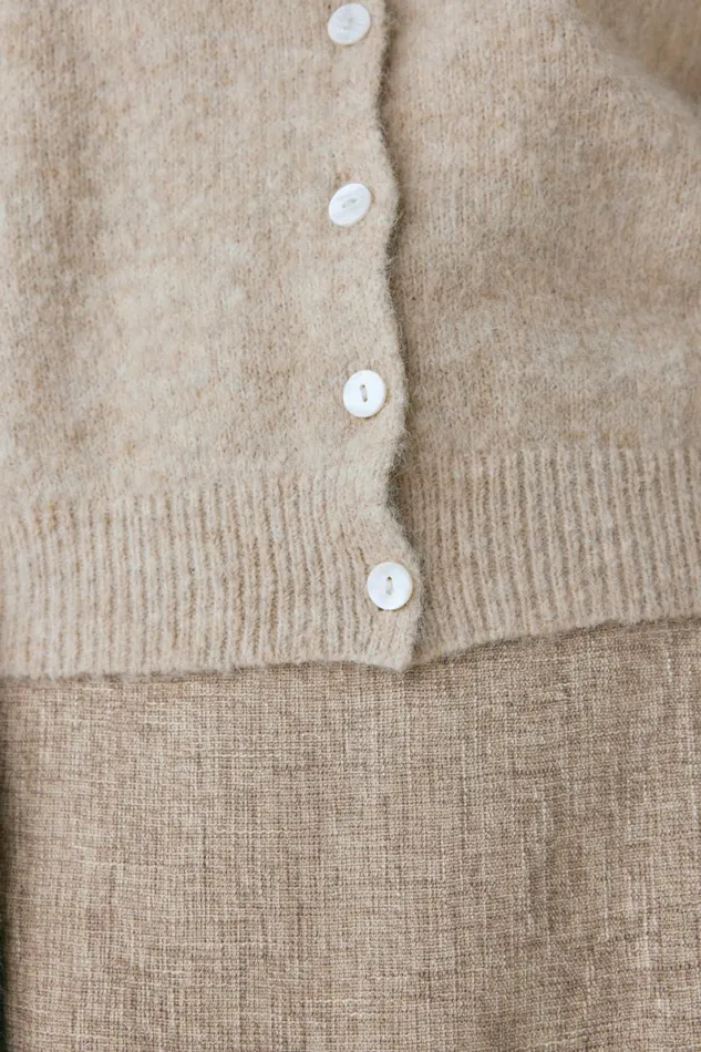 JumpersSweaters Women VRG GRL Henley Knit Cardigan Marle JumpersSweaters Women VRG GRL Henley Knit Cardigan Marle