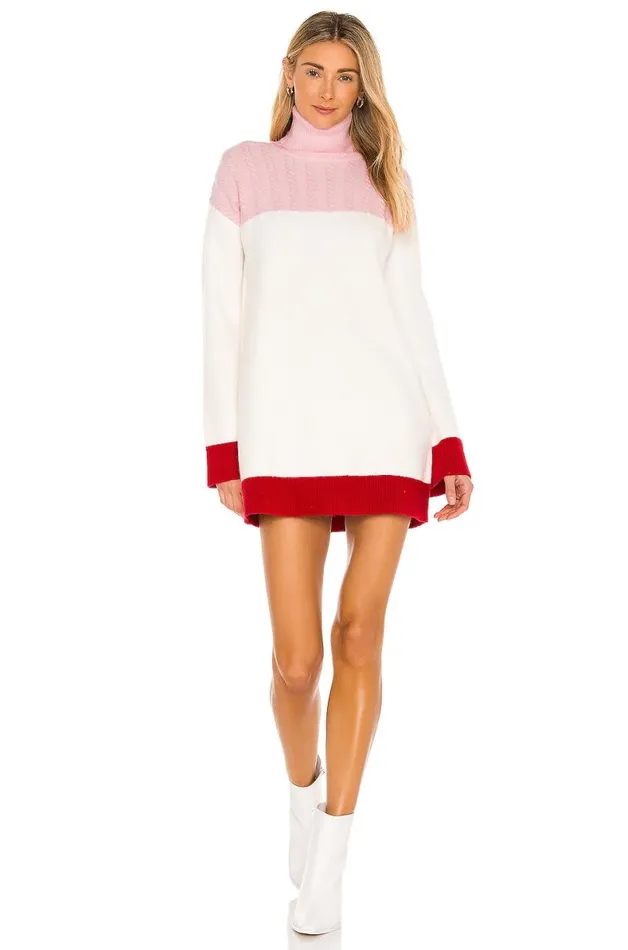 Kane Sweater Dress Pink and Red Women Lovers and Friends Dresses