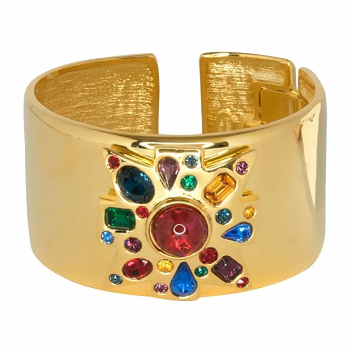 Kenneth Jay Lane Dark Color Gem Bracelets Women Multicolored Maltese Cross Cuff Kenneth Jay Lane Dark Color Gem Bracelets Women Multicolored Maltese Cross Cuff