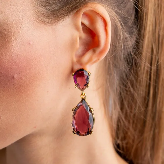 Kenneth Jay Lane Dark Color Gem Earrings Women Amethyst And Gold Teardrop Pierced Or Clip Earrings Kenneth Jay Lane Dark Color Gem Earrings Women Amethyst And Gold Teardrop Pierced Or Clip Earrings