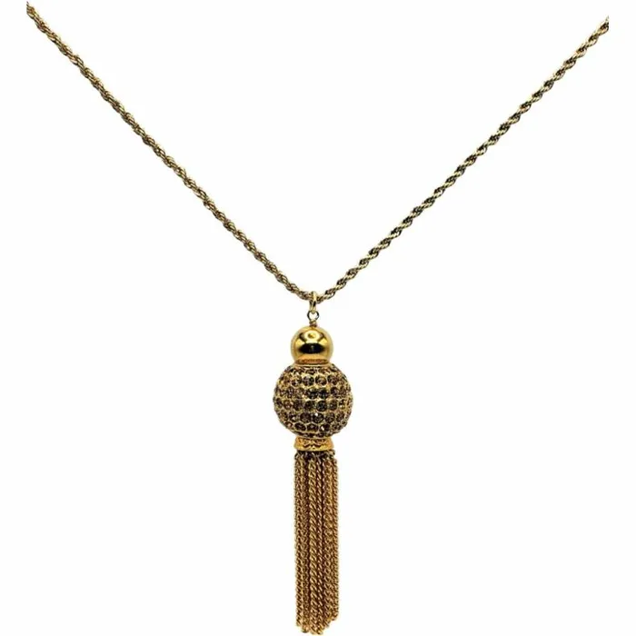 Kenneth Jay Lane Dark Color Gem Necklaces Women Vintage Gold With Topaz Disco Ball Tassel Necklace Kenneth Jay Lane Dark Color Gem Necklaces Women Vintage Gold With Topaz Disco Ball Tassel Necklace