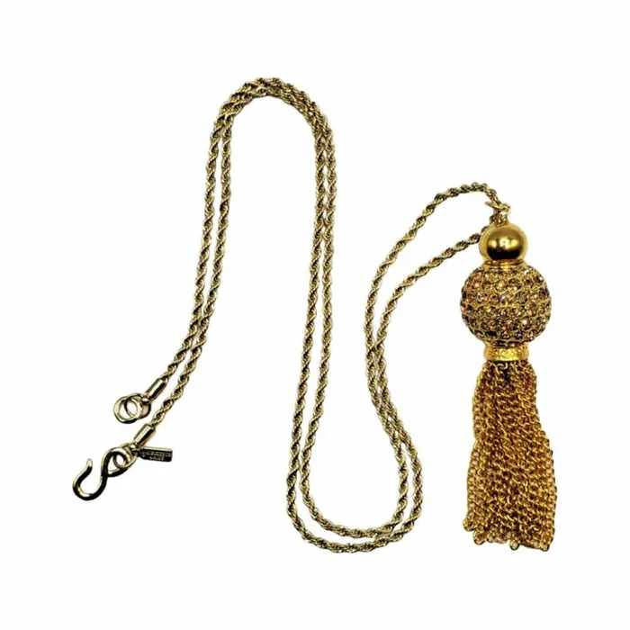 Kenneth Jay Lane Dark Color Gem Necklaces Women Vintage Gold With Topaz Disco Ball Tassel Necklace Kenneth Jay Lane Dark Color Gem Necklaces Women Vintage Gold With Topaz Disco Ball Tassel Necklace