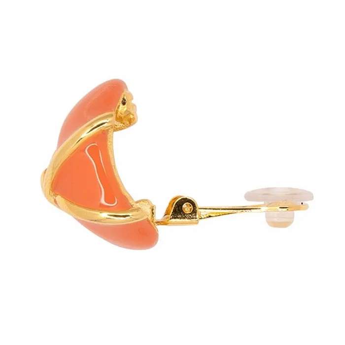 Kenneth Jay Lane Light Color Earrings Women 034X034 Coral Button Clip Earring