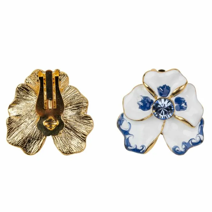 Kenneth Jay Lane Light Color Earrings Women Blue Flower Clip Earrings