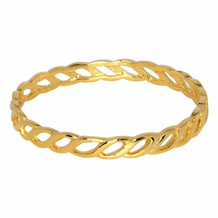 Kenneth Jay Lane Metallic Finish Bracelets Women Gold Twisted Link Bangle