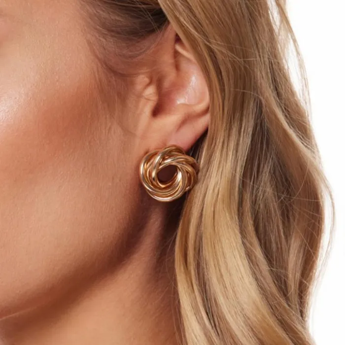 Kenneth Jay Lane Metallic Finish Earrings Women Gold 3D Swirl Love Knot Post Earring Kenneth Jay Lane Metallic Finish Earrings Women Gold 3D Swirl Love Knot Post Earring