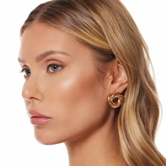 Kenneth Jay Lane Metallic Finish Earrings Women Gold 3D Swirl Love Knot Post Earring Kenneth Jay Lane Metallic Finish Earrings Women Gold 3D Swirl Love Knot Post Earring