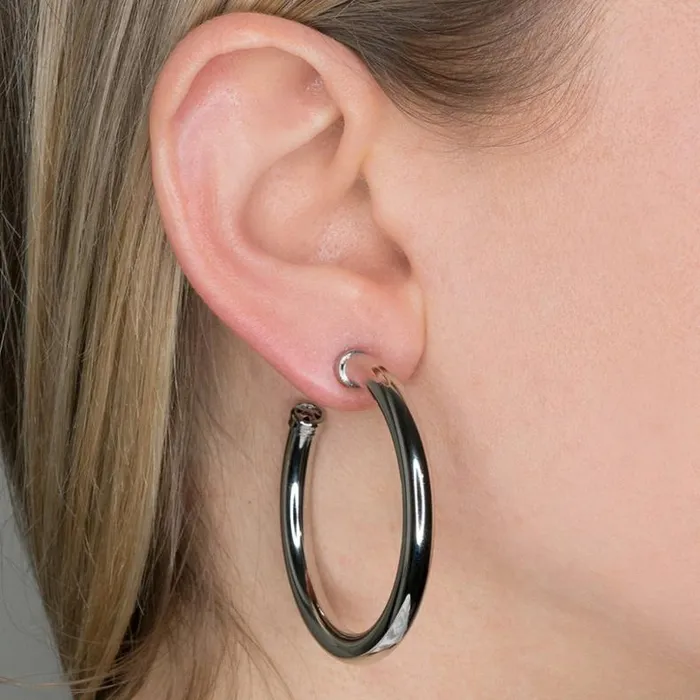 Kenneth Jay Lane Metallic Finish Earrings Women Large Hoop Pierced Earrings