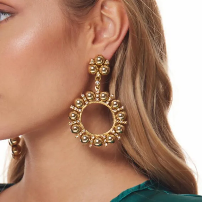Kenneth Jay Lane Metallic Finish Earrings Women Light Antique Gold Circle Clip Earring Kenneth Jay Lane Metallic Finish Earrings Women Light Antique Gold Circle Clip Earring
