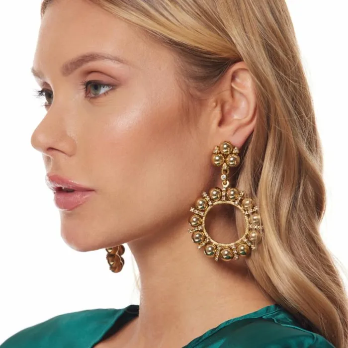 Kenneth Jay Lane Metallic Finish Earrings Women Light Antique Gold Circle Clip Earring Kenneth Jay Lane Metallic Finish Earrings Women Light Antique Gold Circle Clip Earring