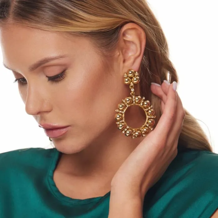 Kenneth Jay Lane Metallic Finish Earrings Women Light Antique Gold Circle Clip Earring Kenneth Jay Lane Metallic Finish Earrings Women Light Antique Gold Circle Clip Earring