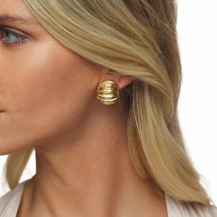 Kenneth Jay Lane Metallic Finish Earrings Women Polished Gold Ribbed ClipOn Earrings Kenneth Jay Lane Metallic Finish Earrings Women Polished Gold Ribbed ClipOn Earrings