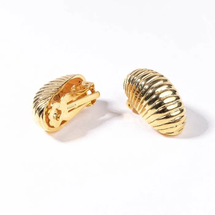 Kenneth Jay Lane Metallic Finish Earrings Women Polished Gold Shrimp Clip Earring