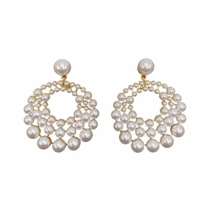 Kenneth Jay Lane Pearl Earrings Women Gold And White Pearl Cluster Circle Earrings Kenneth Jay Lane Pearl Earrings Women Gold And White Pearl Cluster Circle Earrings