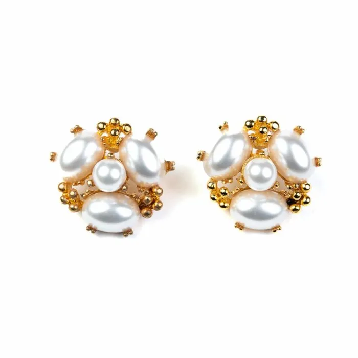 Kenneth Jay Lane Pearl Earrings Women Pearl Cabochon Cluster Pierced Earrings Kenneth Jay Lane Pearl Earrings Women Pearl Cabochon Cluster Pierced Earrings