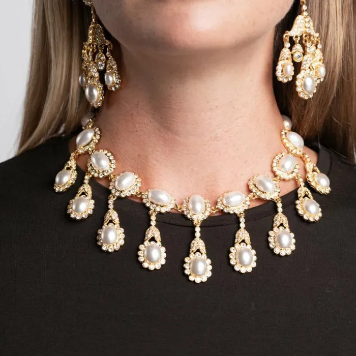 Kenneth Jay Lane Pearl Necklaces Women Cultura Pearl And Cabochon Drop Necklace Kenneth Jay Lane Pearl Necklaces Women Cultura Pearl And Cabochon Drop Necklace
