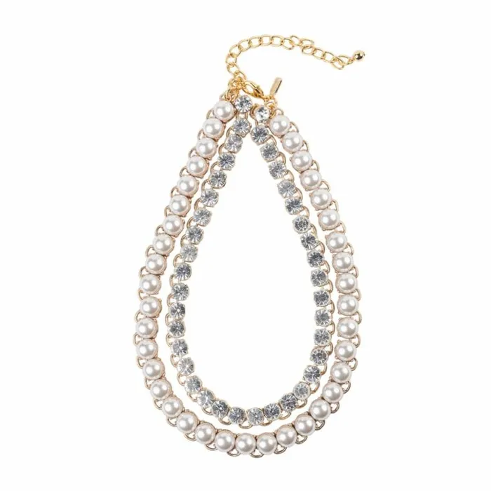 Kenneth Jay Lane Pearl Necklaces Women Gold And Crystal Pearl Chain Necklace