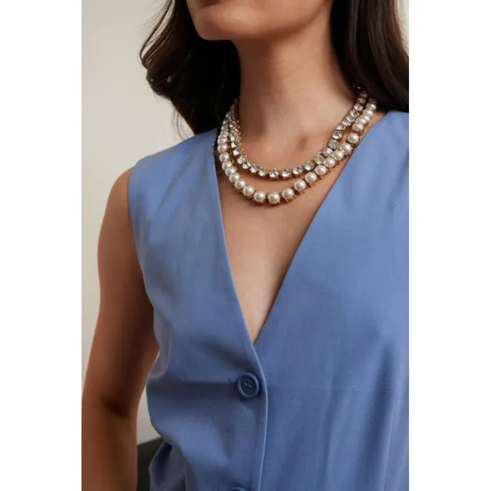 Kenneth Jay Lane Pearl Necklaces Women Gold And Crystal Pearl Chain Necklace