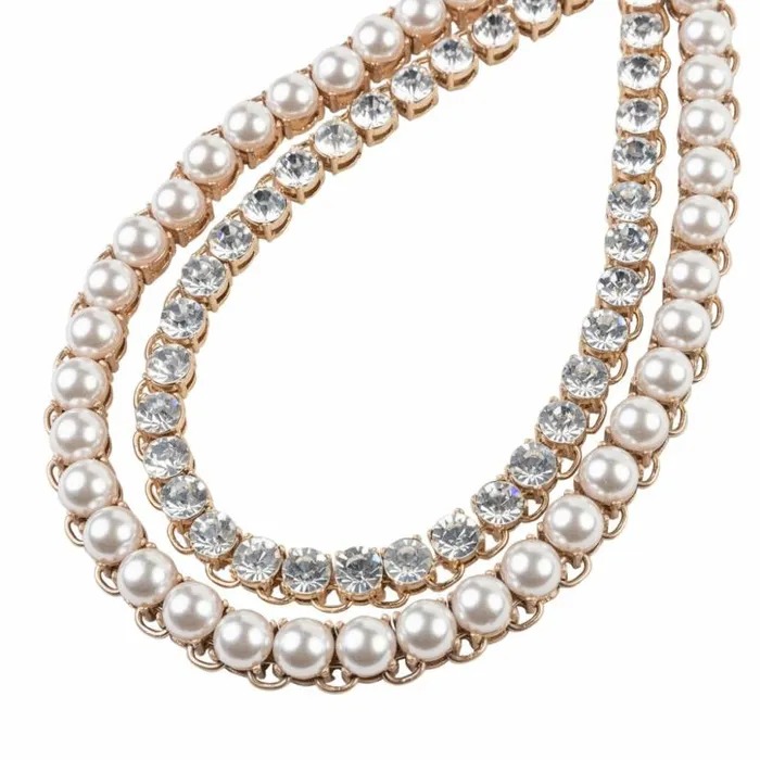 Kenneth Jay Lane Pearl Necklaces Women Gold And Crystal Pearl Chain Necklace
