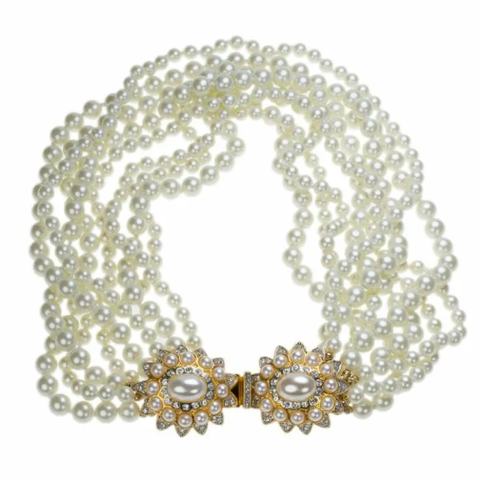 Kenneth Jay Lane Pearl Necklaces Women White Pearl Necklace With Flower Clasp Kenneth Jay Lane Pearl Necklaces Women White Pearl Necklace With Flower Clasp