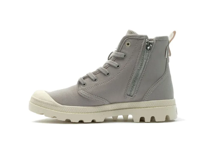 Kids Boots PALLADIUM PAMPA HI ZIP ORGANIC Grey Berry Kids Boots PALLADIUM PAMPA HI ZIP ORGANIC Grey Berry