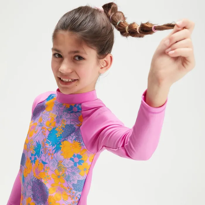 Kids Girl039s Rash Vests Speedo Girls039 Printed Long Sleeve Rash Top VioletMango Kids Girl039s Rash Vests Speedo Girls039 Printed Long Sleeve Rash Top VioletMango