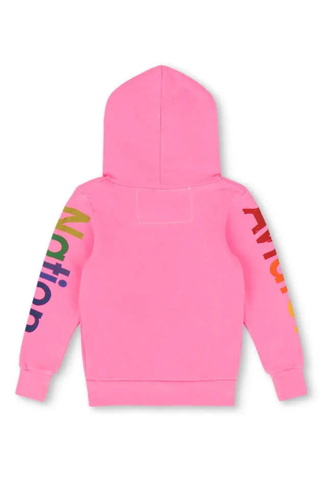 Kids Hoodies Aviator Nation Zip Hoodie 8211 Neon Pink