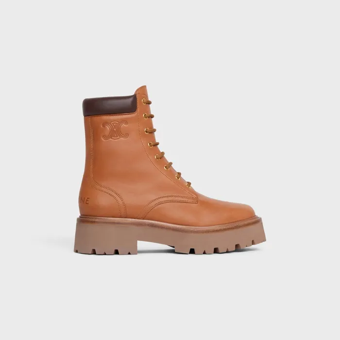 LaceUp Boot With Triomphe Celine Bulky In Calfskin Tan Women CELINE BOOTS AND ANKLE BOOTS