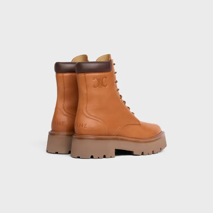 LaceUp Boot With Triomphe Celine Bulky In Calfskin Tan Women CELINE BOOTS AND ANKLE BOOTS