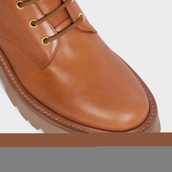 LaceUp Boot With Triomphe Celine Bulky In Calfskin Tan Women CELINE BOOTS AND ANKLE BOOTS
