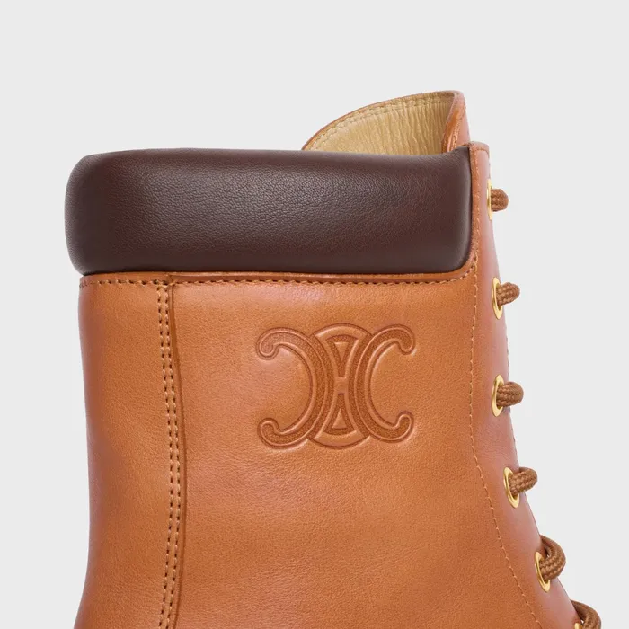 LaceUp Boot With Triomphe Celine Bulky In Calfskin Tan Women CELINE BOOTS AND ANKLE BOOTS
