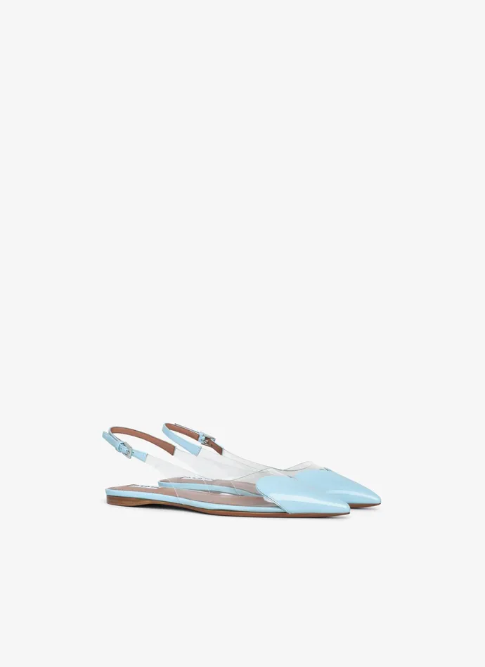 Lagoon Blue LE CUR FLAT SLINGBACKS IN PATENT CALFSKIN Women Alaa Flat Shoes