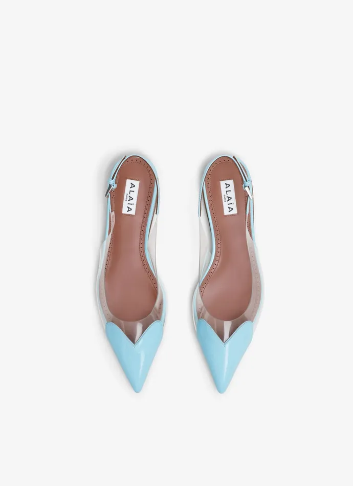 Lagoon Blue LE CUR FLAT SLINGBACKS IN PATENT CALFSKIN Women Alaa Flat Shoes