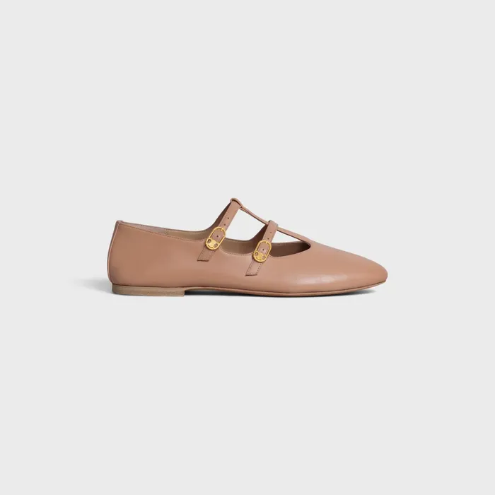 Les Ballerines Celine Double Strap Mary Jane In Lambskin Beige Rose Women CELINE LOAFERS AND FLATS Les Ballerines Celine Double Strap Mary Jane In Lambskin Beige Rose Women CELINE LOAFERS AND FLATS