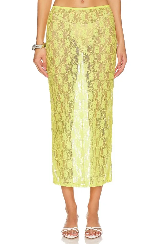 Lia Sheer Skirt Bright Yellow Women Lovers and Friends Skirts