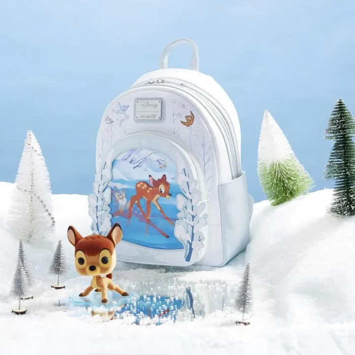 Limited Edition Bundle Exclusive 8211 Bambi On Ice Lenticular Mini Backpack And Pop Bambi Flocked Unisex Loungefly Backpacks