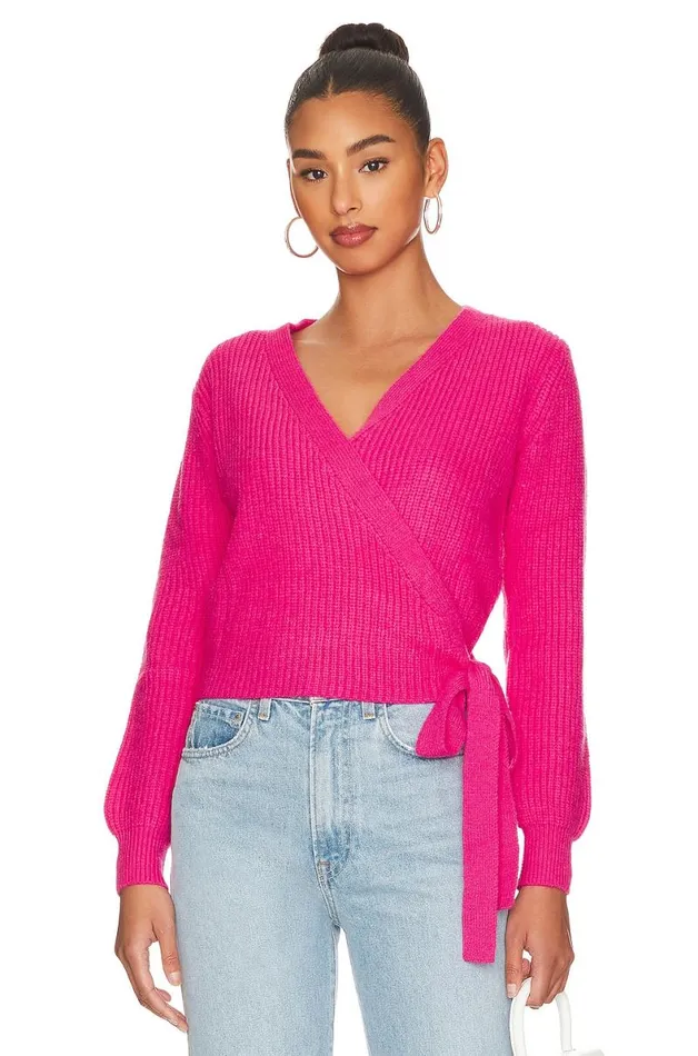 Lisseth Wrap Sweater Hot Pink Women Lovers and Friends Sweaters and Knits