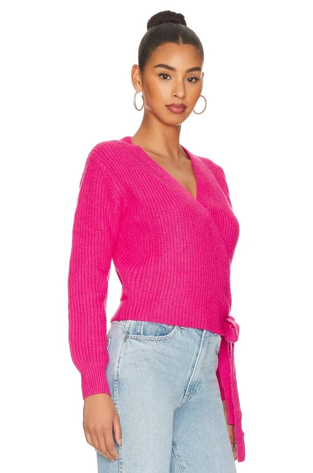 Lisseth Wrap Sweater Hot Pink Women Lovers and Friends Sweaters and Knits