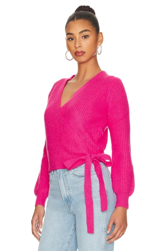 Lisseth Wrap Sweater Hot Pink Women Lovers and Friends Sweaters and Knits