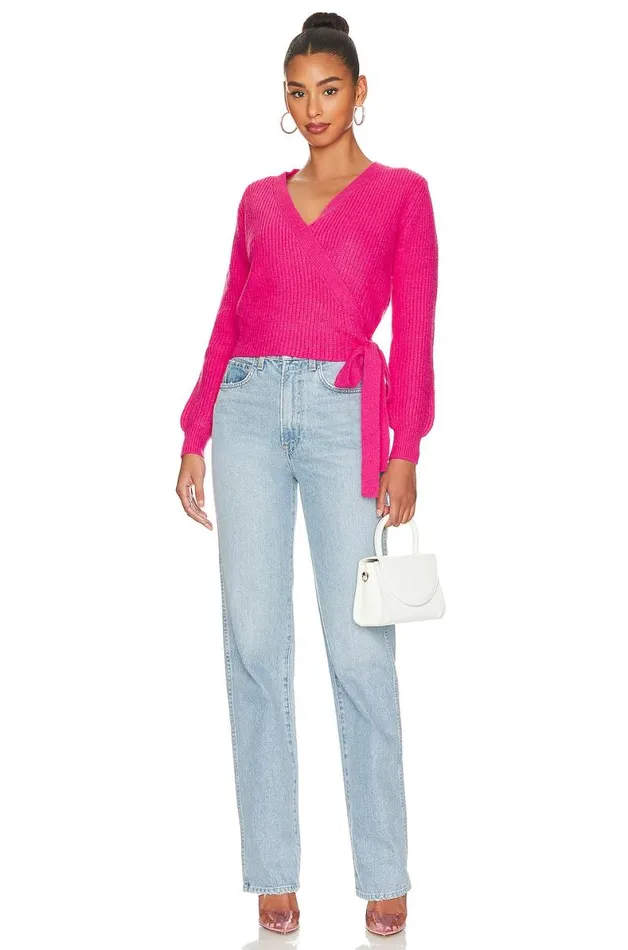 Lisseth Wrap Sweater Hot Pink Women Lovers and Friends Sweaters and Knits